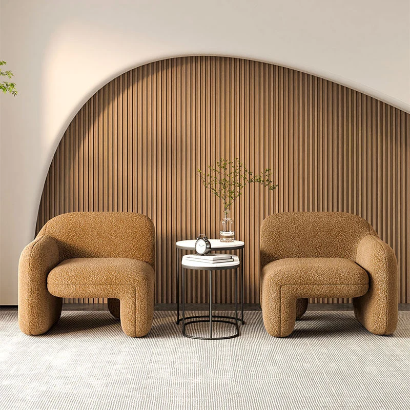 Divano lana con braccioli inclinati Divano moderno da soggiorno da 80 cm di altezza marrone Clearhalo