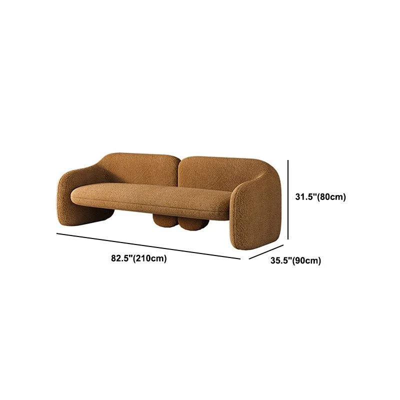 Divano lana con braccioli inclinati Divano moderno da soggiorno da 80 cm di altezza marrone Clearhalo