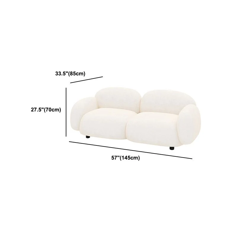 Divano lana con braccioli quadrati Divano 1/2/3 posti stile moderno bianco Clearhalo