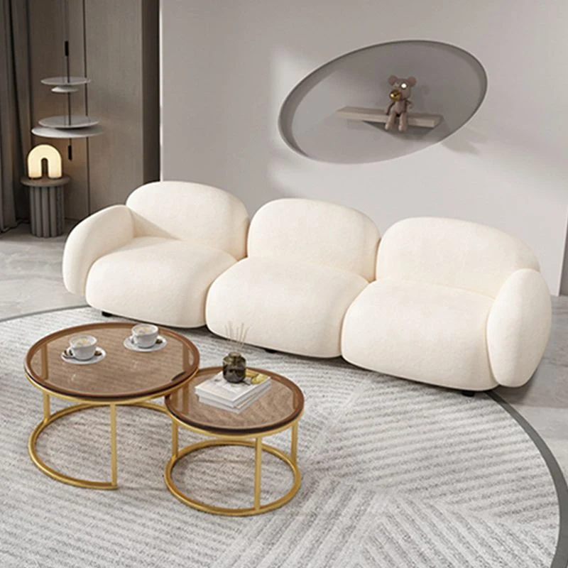 Divano lana con braccioli quadrati Divano 1/2/3 posti stile moderno bianco Clearhalo