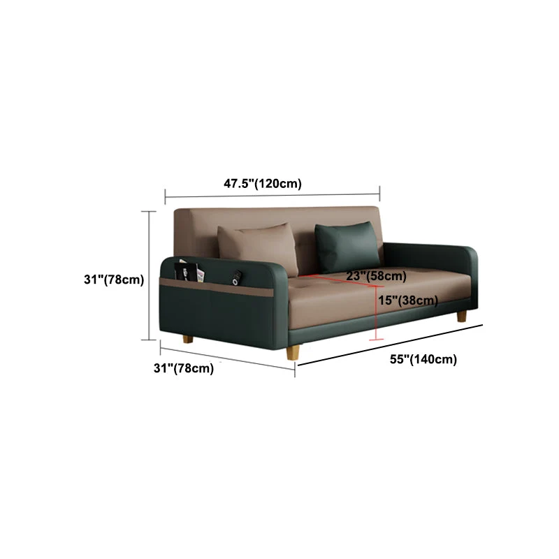 Divano letto capitonné con braccioli quadrati ecopelle da 30,7" per soggiorno Clearhalo