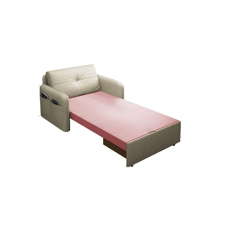 Divano letto capitonné con braccioli quadrati ecopelle da 35,4" per soggiorno Clearhalo