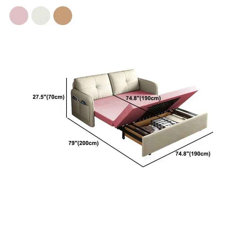 Divano letto capitonné con braccioli quadrati ecopelle da 35,4" per soggiorno Clearhalo