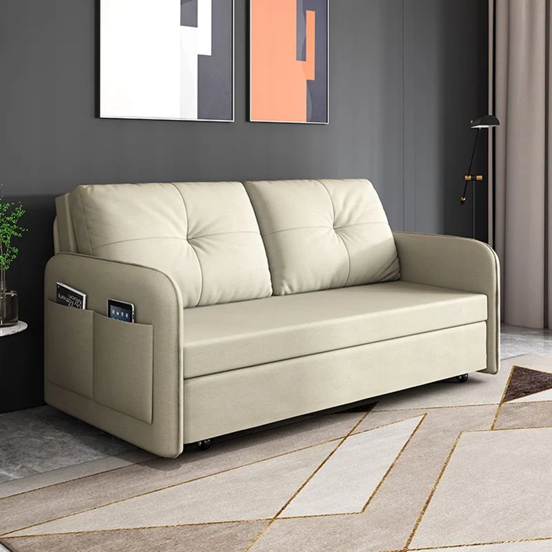 Divano letto capitonné con braccioli quadrati ecopelle da 35,4" per soggiorno Clearhalo
