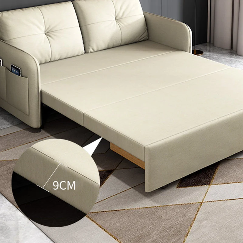 Divano letto capitonné con braccioli quadrati ecopelle da 35,4" per soggiorno Clearhalo