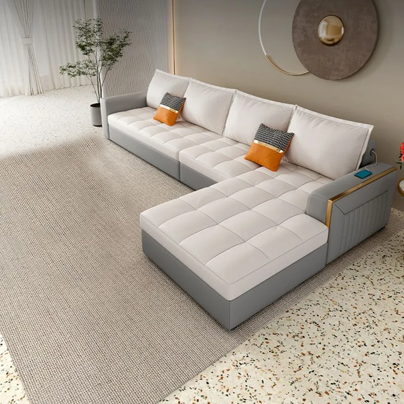 Divano letto componibile trasformabile con ricarica USB resistente alle macchie e contenitore Clearhalo
