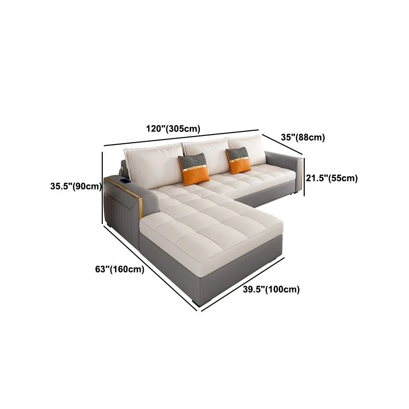 Divano letto componibile trasformabile con ricarica USB resistente alle macchie e contenitore Clearhalo