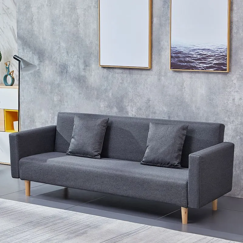 Divano letto convertibile con rivestimento misto cotone con braccioli larghi e schienale quadrato Clearhalo