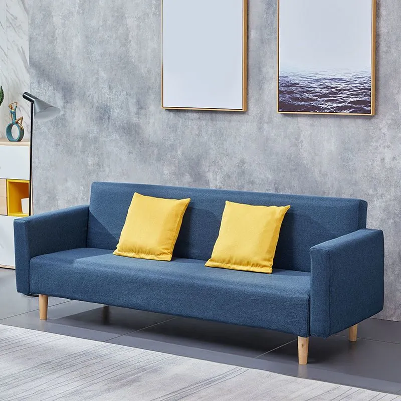 Divano letto convertibile con rivestimento misto cotone con braccioli larghi e schienale quadrato per appartamento Clearhalo