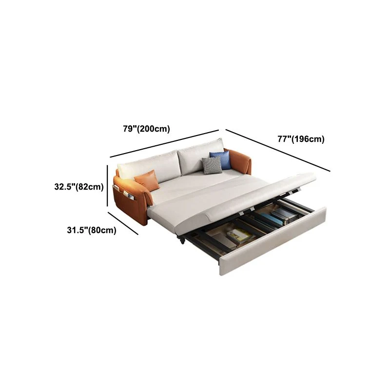 Divano letto convertibile moderno con braccioli con cuscino e 2 cuscini Clearhalo
