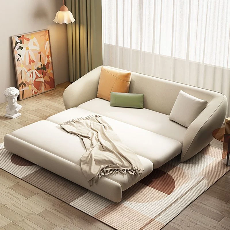 Divano letto convertibile pelle bianco da 64,96 pollici con schienale stretto Clearhalo