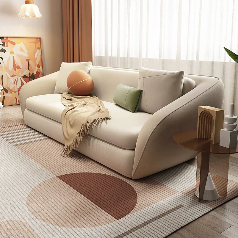 Divano letto convertibile pelle bianco da 64,96 pollici con schienale stretto Clearhalo