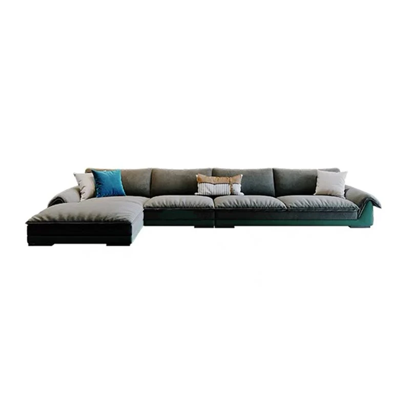 Divano letto flanella con braccioli e schienale con struttura legno massello grigio/verde scuro/beige Clearhalo
