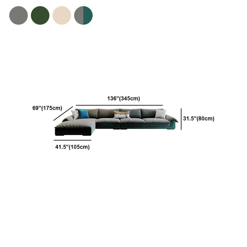 Divano letto flanella con braccioli e schienale con struttura legno massello grigio/verde scuro/beige Clearhalo
