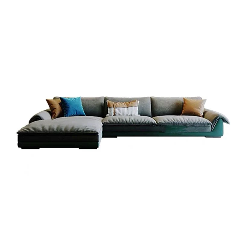 Divano letto flanella con braccioli e schienale con struttura legno massello grigio/verde scuro/beige Clearhalo