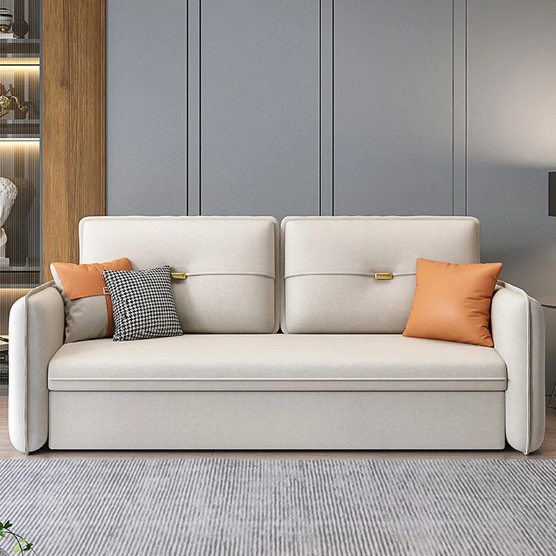 Divano letto moderno antimacchia ecopelle con braccioli quadrati Clearhalo