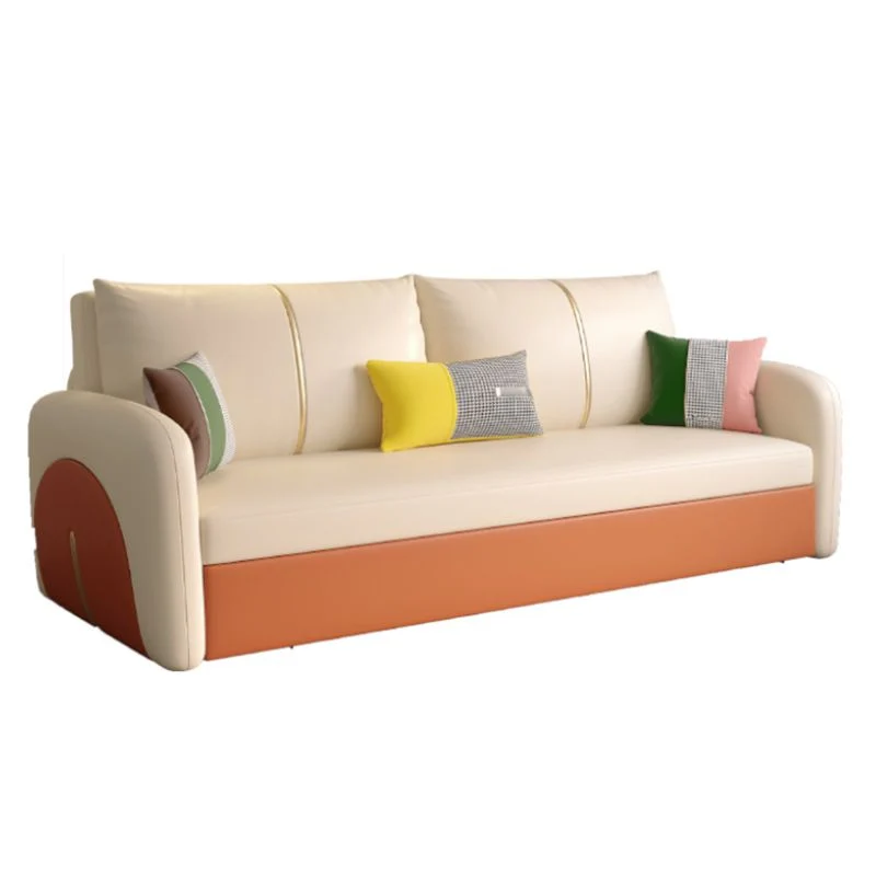 Divano letto moderno antimacchia ecopelle con braccioli quadrati Clearhalo
