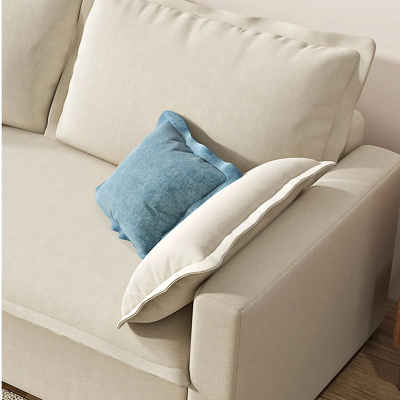 Divano letto moderno beige con schienale allentato Divano letto standard con braccioli quadrati Clearhalo