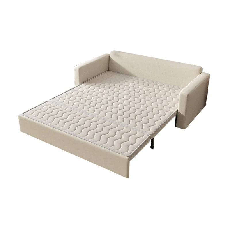 Divano letto moderno beige con schienale allentato Divano letto standard con braccioli quadrati Clearhalo