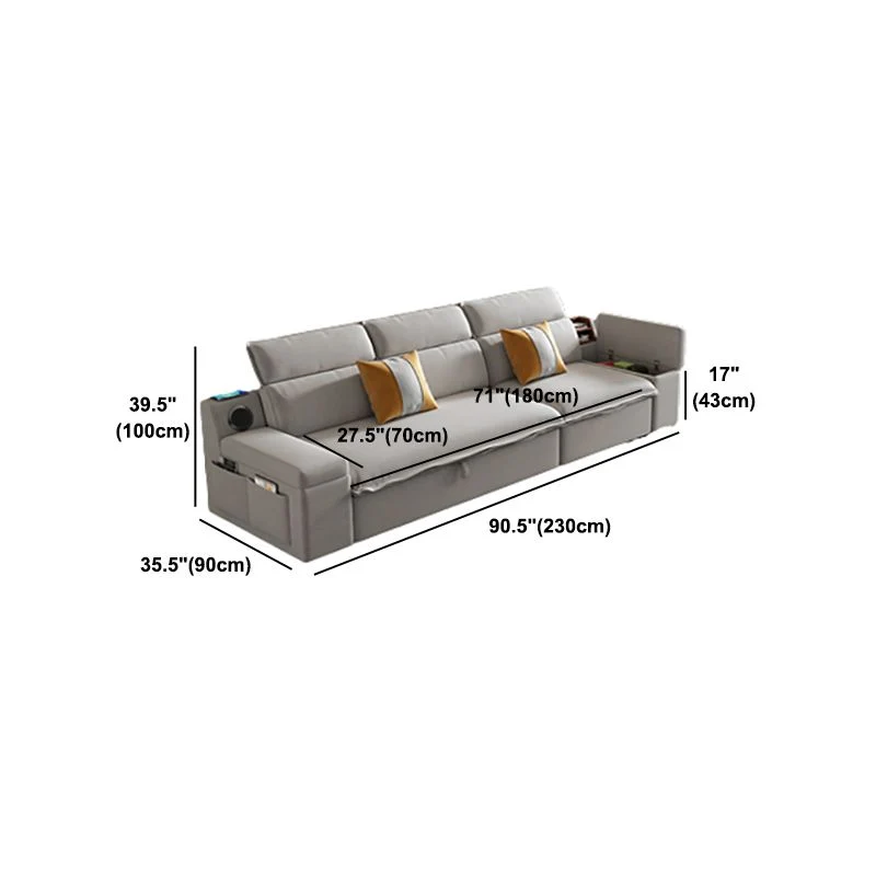 Divano letto moderno con braccioli e contenitore grigio Clearhalo
