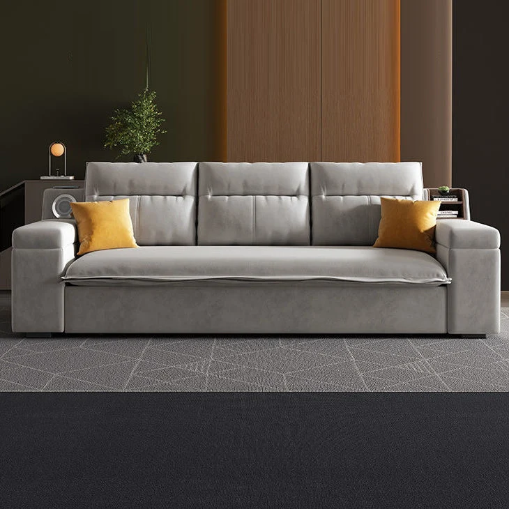 Divano letto moderno con braccioli e contenitore grigio Clearhalo