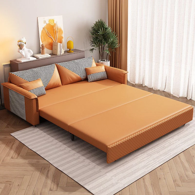 Divano letto moderno con braccioli pillow top Divano ecopelle con contenitore Clearhalo
