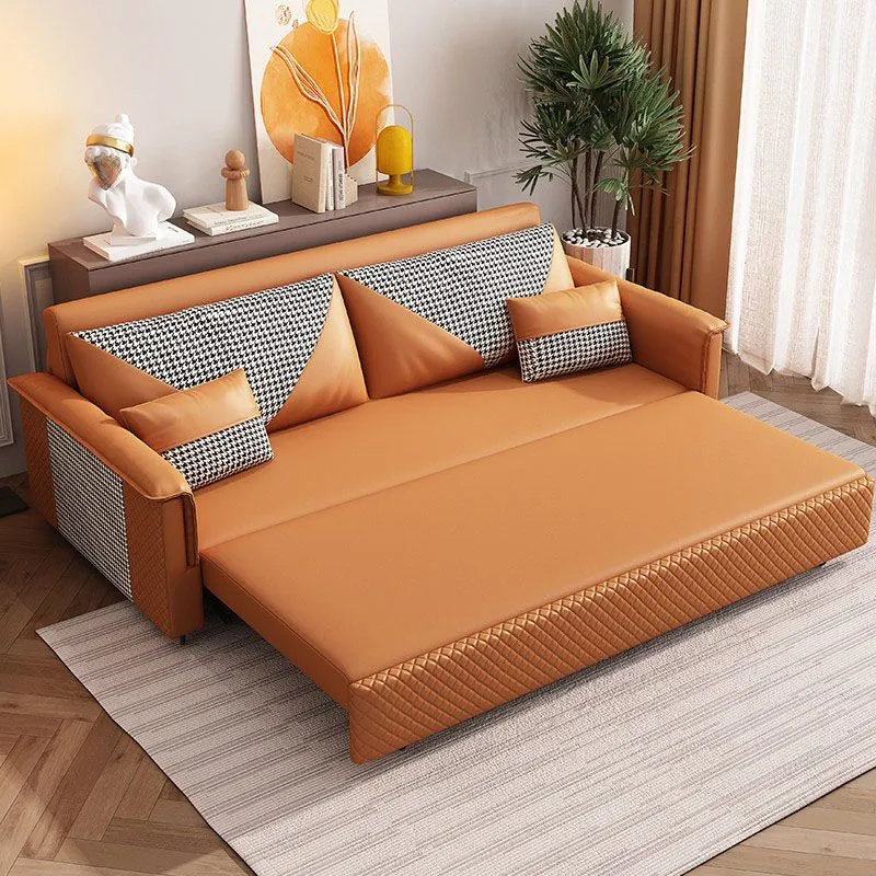 Divano letto moderno con braccioli pillow top Divano ecopelle con contenitore Clearhalo