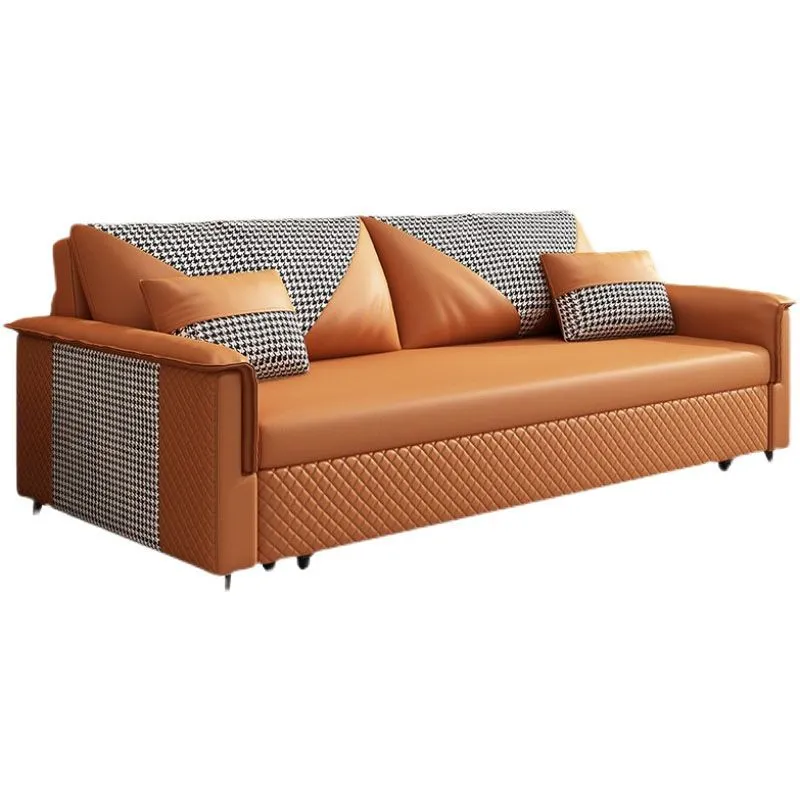 Divano letto moderno con braccioli pillow top Divano ecopelle con contenitore Clearhalo
