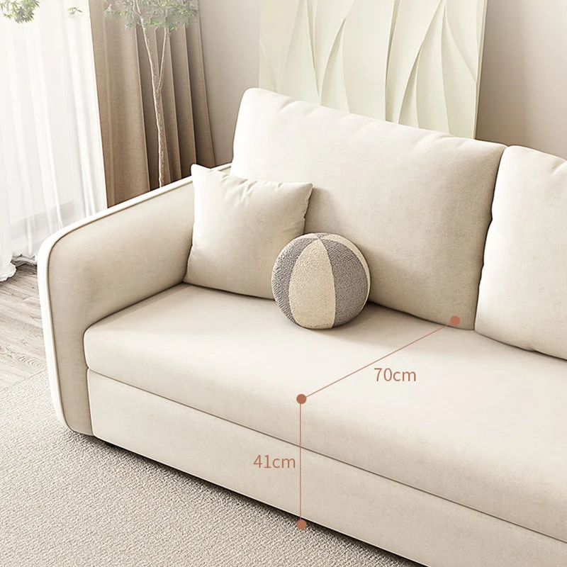 Divano letto moderno con braccioli quadrati microfibra da 80 cm per appartamento Clearhalo