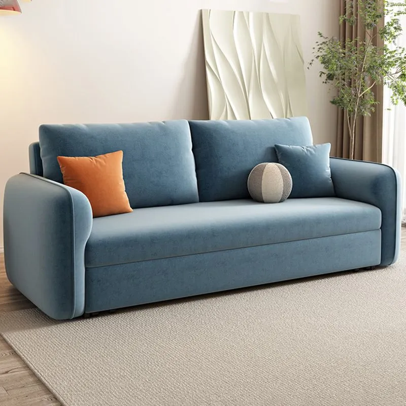 Divano letto moderno con braccioli quadrati microfibra da 80 cm per appartamento Clearhalo