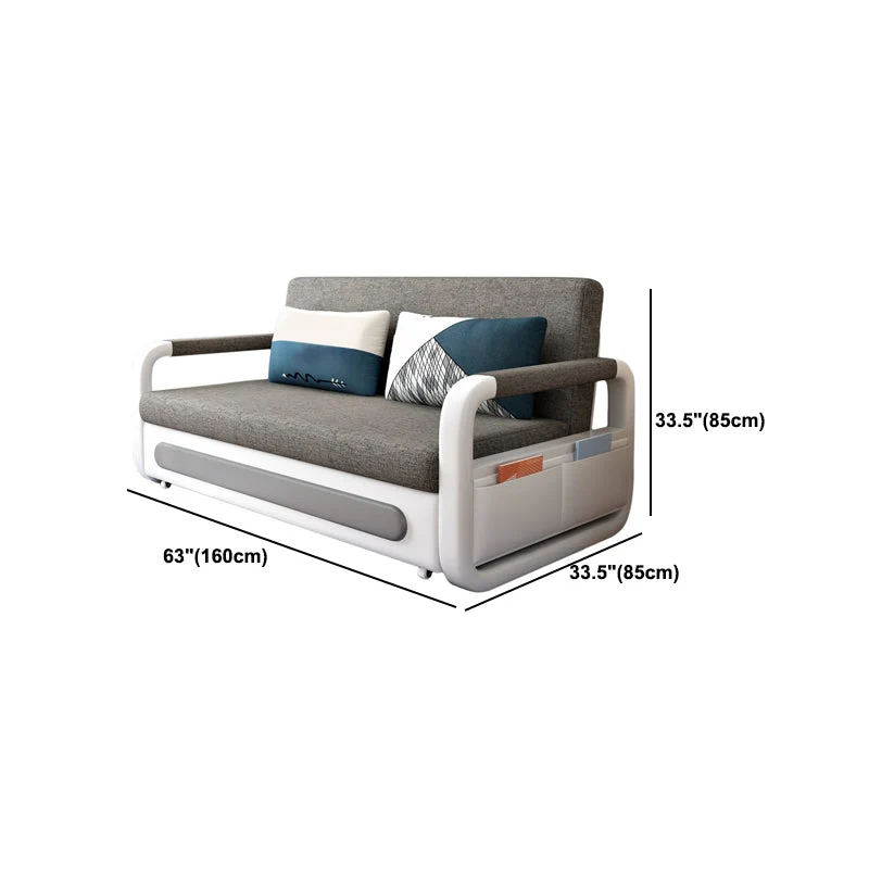 Divano letto moderno con braccioli quadrati misto cotone da 80 cm di altezza per soggiorno Clearhalo