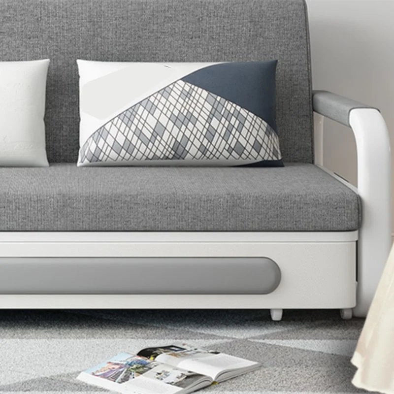 Divano letto moderno con braccioli quadrati misto cotone da 80 cm di altezza per soggiorno Clearhalo