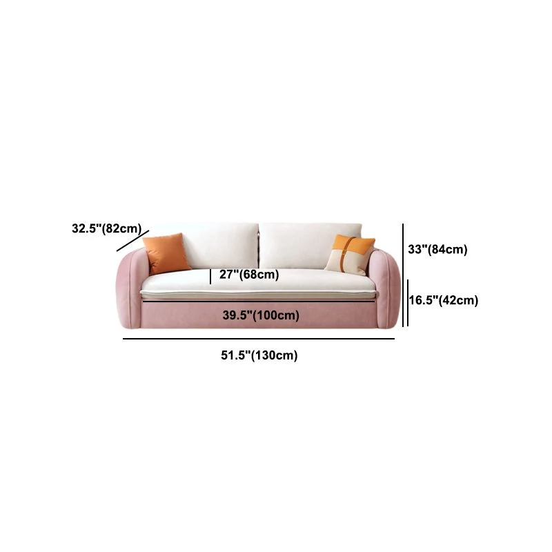 Divano letto moderno con braccioli quadrati e cuscini rosa e bianco Clearhalo