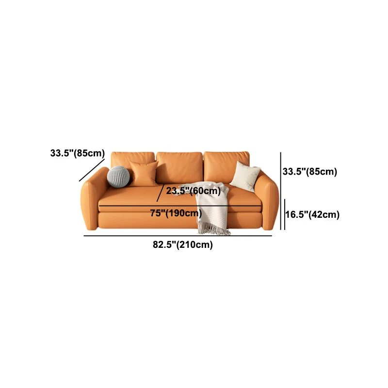 Divano letto moderno con braccioli quadrati ecopelle marrone Clearhalo