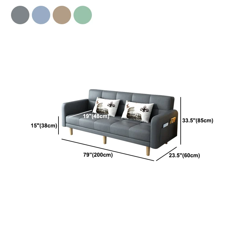 Divano letto moderno con braccioli quadrati Divano trasformabile con schienale biscotto per soggiorno Clearhalo