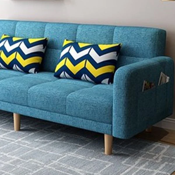Divano letto moderno con braccioli quadrati Divano trasformabile con schienale biscotto per soggiorno Clearhalo