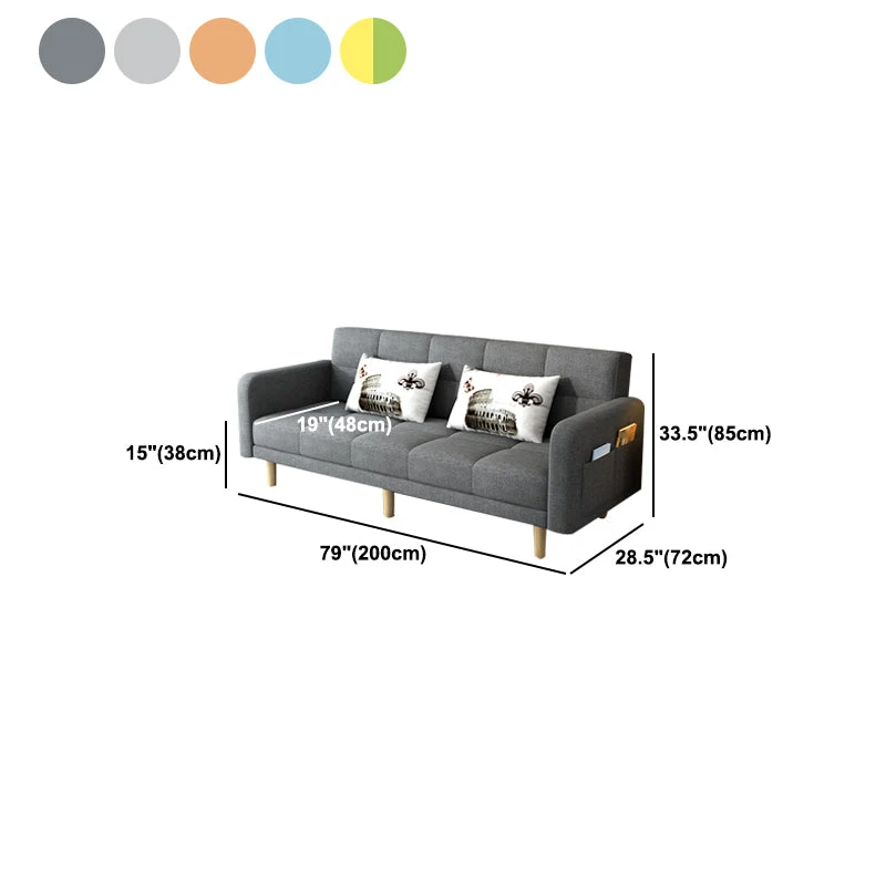Divano letto moderno con braccioli quadrati Divano trasformabile con schienale biscotto per soggiorno Clearhalo