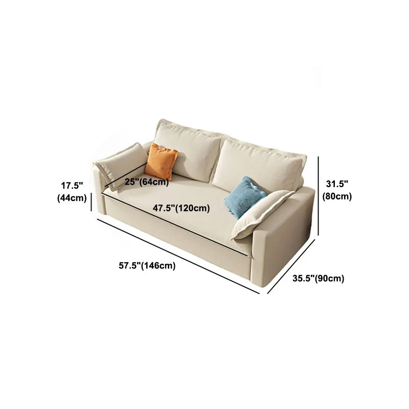 Divano letto moderno con braccioli quadrati e contenitore beige Clearhalo