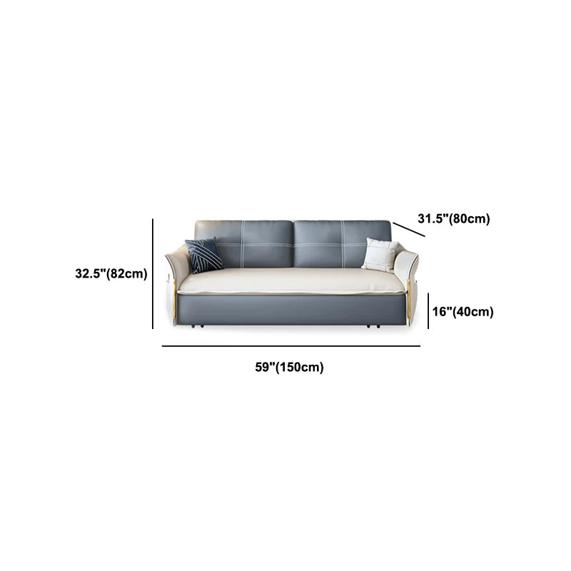 Divano letto moderno con braccioli svasati ecopelle antimacchia Clearhalo