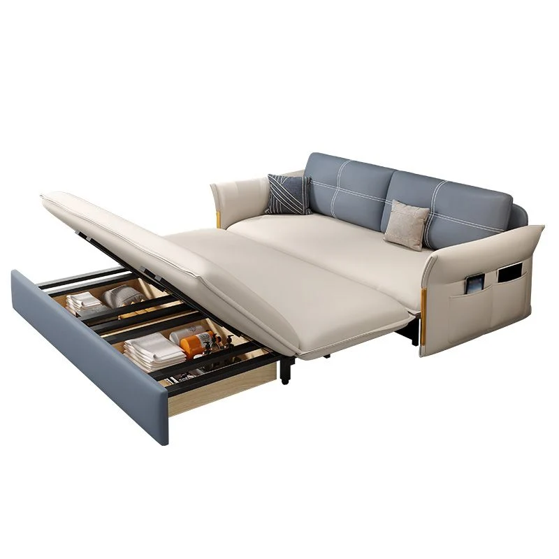 Divano letto moderno con braccioli svasati ecopelle antimacchia Clearhalo