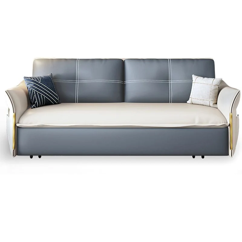 Divano letto moderno con braccioli svasati ecopelle antimacchia Clearhalo