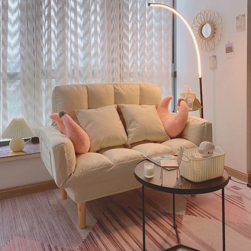 Divano letto moderno convertibile con braccioli quadrati e schienale biscotto Clearhalo