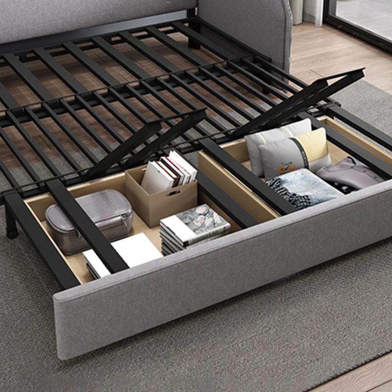 Divano letto moderno convertibile microfibra grigio con bracciolo quadrato Clearhalo