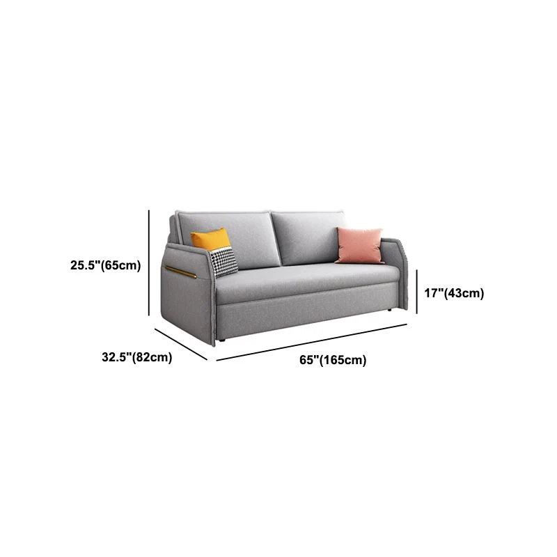 Divano letto moderno convertibile microfibra grigio con bracciolo quadrato Clearhalo