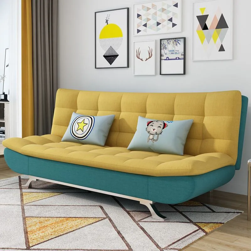 Divano letto moderno convertibile misto cotone senza braccioli con schienale biscotto Clearhalo