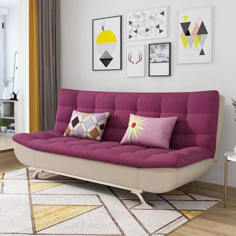 Divano letto moderno convertibile misto cotone senza braccioli con schienale biscotto Clearhalo