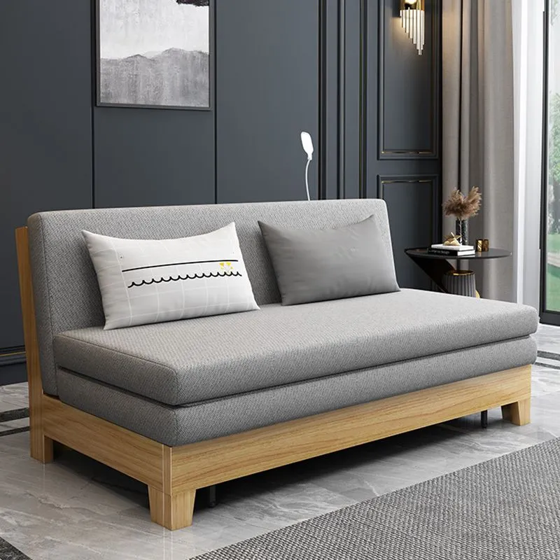 Divano letto moderno convertibile senza braccioli ecopelle con cuscini Clearhalo