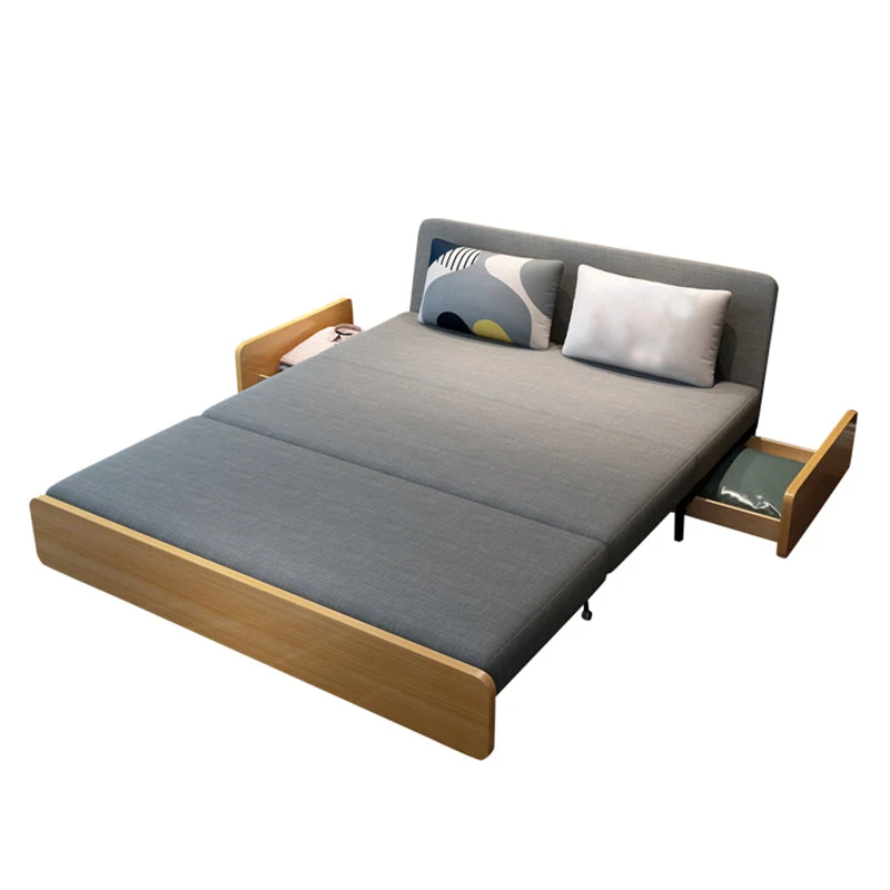 Divano letto moderno misto cotone con schienale stretto e senza braccioli, colore grigio Clearhalo