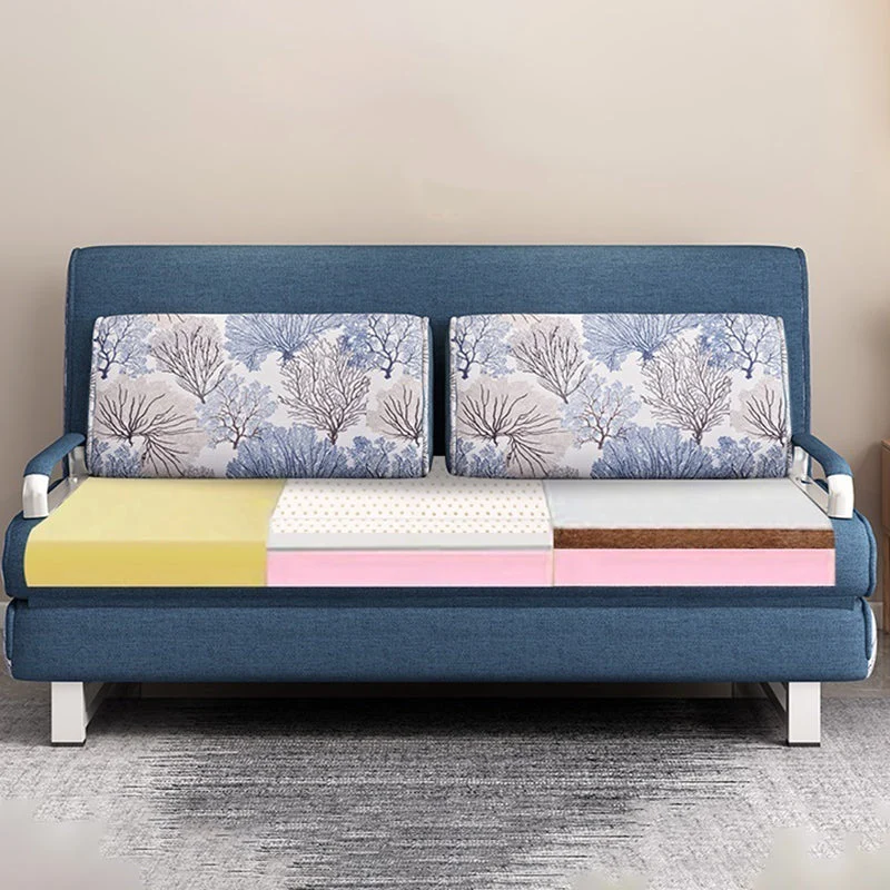 Divano letto moderno misto cotone Divano trasformabile con braccioli quadrati Clearhalo
