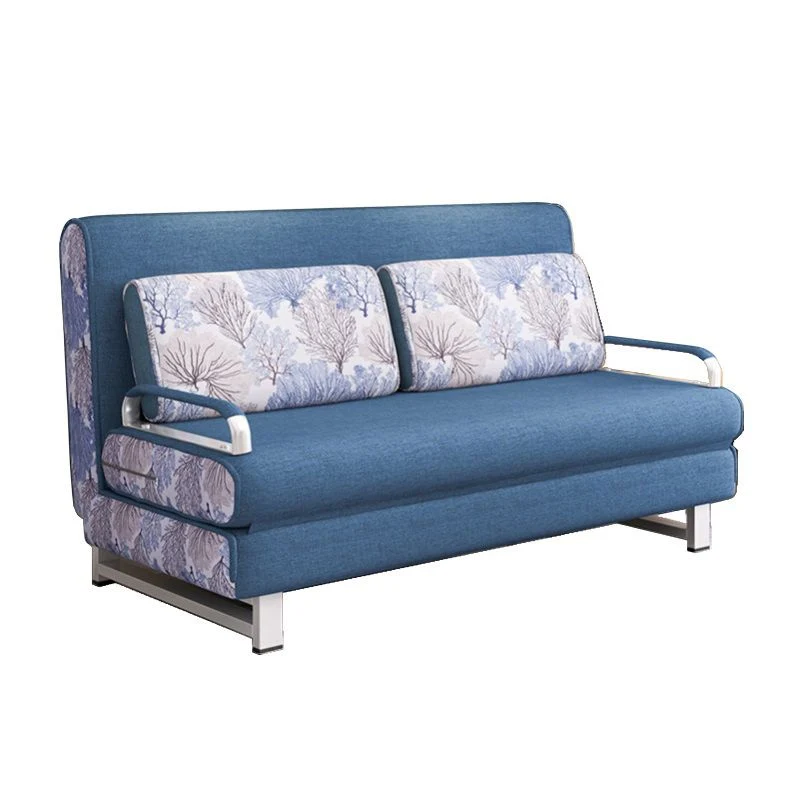 Divano letto moderno misto cotone Divano trasformabile con braccioli quadrati Clearhalo